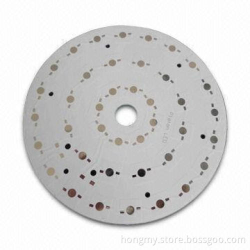 LED Aluminum PCB in Round Shape with White Solder Mask, Black Silkscreen